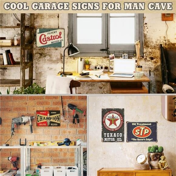 Vintage Garage Signs Room Decor 5PCS, PVC Made Garage Decor Signs - Picture 12 of 14